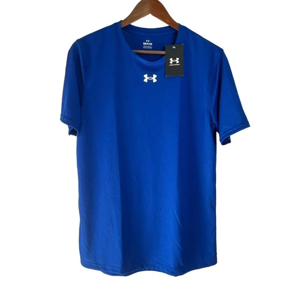 Under Armour Adult Men's Loose Fit Tee Size S Small Blue White Activewear